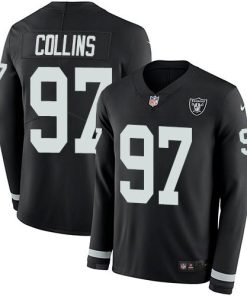 Nike Las Vegas Raiders #97 Maliek Collins Black Team Color Men's Stitched NFL Limited Therma Long Sleeve Jersey Men's