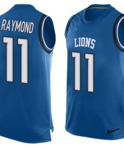 Nike Lions #11 Kalif Raymond Blue Team Color Men's Stitched NFL Limited Tank Top Jersey