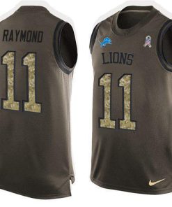 Nike Lions #11 Kalif Raymond Green Men's Stitched NFL Limited Salute To Service Tank Top Jersey