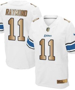 Nike Lions #11 Kalif Raymond White Men's Stitched NFL Elite Gold Jersey