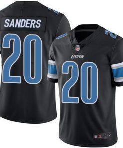 Nike Lions #20 Barry Sanders Black Men's Stitched NFL Limited Rush Jersey