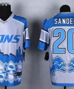 Nike Lions #20 Barry Sanders Blue Men's Stitched NFL Elite Noble Fashion Jersey