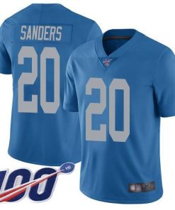 Nike Lions #20 Barry Sanders Blue Throwback Men's Stitched NFL 100th Season Vapor Limited Jersey