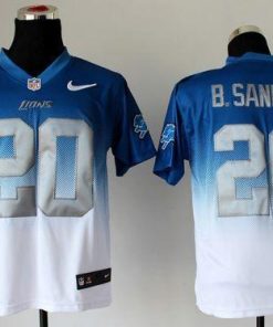 Nike Lions #20 Barry Sanders Blue/White Men's Stitched NFL Elite Fadeaway Fashion Jersey