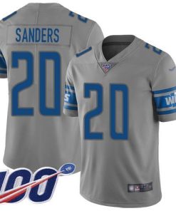 Nike Lions #20 Barry Sanders Gray Men's Stitched NFL Limited Inverted Legend 100th Season Jersey