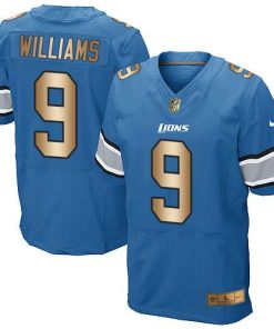 Nike Lions #9 Jameson Williams Blue Team Color Men's Stitched NFL Elite Gold Jersey