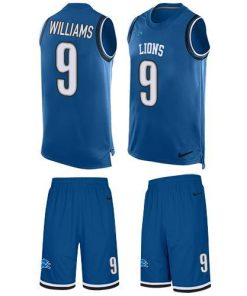 Nike Lions #9 Jameson Williams Blue Team Color Men's Stitched NFL Limited Tank Top Suit Jersey