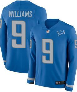 Nike Lions #9 Jameson Williams Blue Team Color Men's Stitched NFL Limited Therma Long Sleeve Jersey
