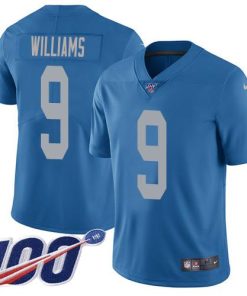 Nike Lions #9 Jameson Williams Blue Throwback Men's Stitched NFL 100th Season Vapor Untouchable Limited Jersey