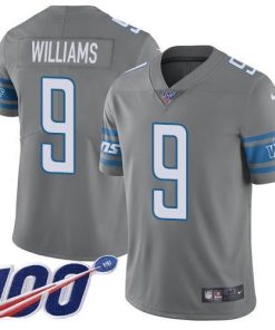 Nike Lions #9 Jameson Williams Gray Men's Stitched NFL Limited Rush 100th Season Jersey