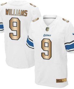 Nike Lions #9 Jameson Williams White Men's Stitched NFL Elite Gold Jersey