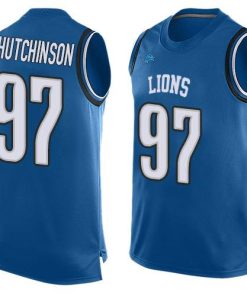 Nike Lions #97 Aidan Hutchinson Blue Team Color Men's Stitched NFL Limited Tank Top Jersey