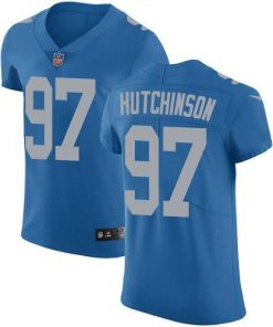 Nike Lions #97 Aidan Hutchinson Blue Throwback Men's Stitched NFL Vapor Untouchable Elite Jersey
