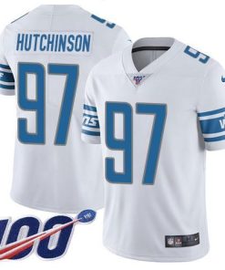 Nike Lions #97 Aidan Hutchinson White Men's Stitched NFL 100th Season Vapor Untouchable Limited Jersey
