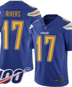 Nike Los Angeles Chargers #17 Philip Rivers Electric Blue Men's Stitched NFL Limited Rush 100th Season Jersey Men's