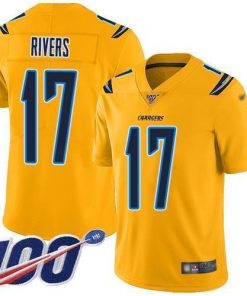 Nike Los Angeles Chargers #17 Philip Rivers Gold Men's Stitched NFL Limited Inverted Legend 100th Season Jersey Men's