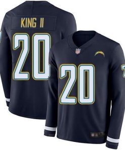Nike Los Angeles Chargers #20 Desmond King II Navy Blue Team Color Men's Stitched NFL Limited Therma Long Sleeve Jersey Men's