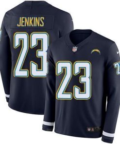 Nike Los Angeles Chargers #23 Rayshawn Jenkins Navy Blue Team Color Men's Stitched NFL Limited Therma Long Sleeve Jersey Men's