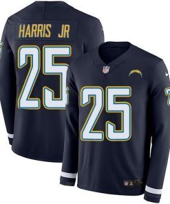 Nike Los Angeles Chargers #25 Chris Harris Jr Navy Blue Team Color Men's Stitched NFL Limited Therma Long Sleeve Jersey Men's
