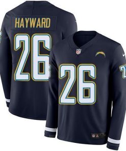 Nike Los Angeles Chargers #26 Casey Hayward Navy Blue Team Color Men's Stitched NFL Limited Therma Long Sleeve Jersey Men's