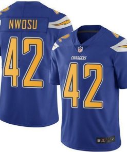 Nike Los Angeles Chargers #42 Uchenna Nwosu Electric Blue Men's Stitched NFL Limited Rush Jersey Men's