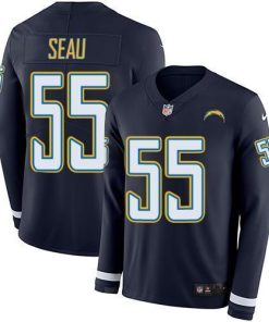 Nike Los Angeles Chargers #55 Junior Seau Navy Blue Team Color Men's Stitched NFL Limited Therma Long Sleeve Jersey Men's