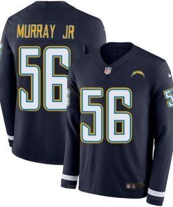 Nike Los Angeles Chargers #56 Kenneth Murray Jr Navy Blue Team Color Men's Stitched NFL Limited Therma Long Sleeve Jersey Men's