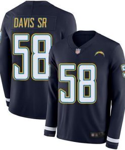 Nike Los Angeles Chargers #58 Thomas Davis Sr Navy Blue Team Color Men's Stitched NFL Limited Therma Long Sleeve Jersey Men's