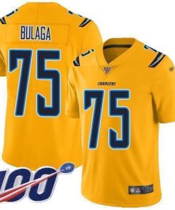 Nike Los Angeles Chargers #75 Bryan Bulaga Gold Men's Stitched NFL Limited Inverted Legend 100th Season Jersey Men's