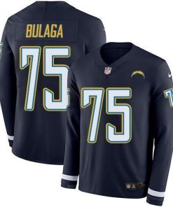 Nike Los Angeles Chargers #75 Bryan Bulaga Navy Blue Team Color Men's Stitched NFL Limited Therma Long Sleeve Jersey Men's