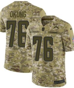 Nike Los Angeles Chargers #76 Russell Okung Camo Men's Stitched NFL Limited 2018 Salute To Service Jersey Men's