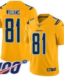 Nike Los Angeles Chargers #81 Mike Williams Gold Men's Stitched NFL Limited Inverted Legend 100th Season Jersey Men's