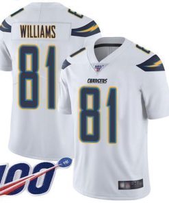 Nike Los Angeles Chargers #81 Mike Williams White Men's Stitched NFL 100th Season Vapor Limited Jersey Men's