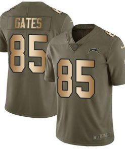 Nike Los Angeles Chargers #85 Antonio Gates Olive/Gold Men's Stitched NFL Limited 2017 Salute To Service Jersey Men's
