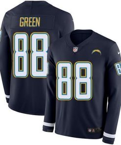 Nike Los Angeles Chargers #88 Virgil Green Navy Blue Team Color Men's Stitched NFL Limited Therma Long Sleeve Jersey Men's