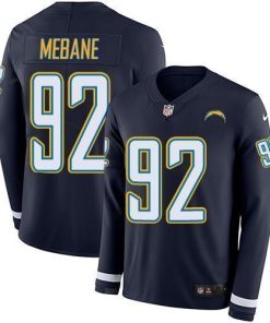 Nike Los Angeles Chargers #92 Brandon Mebane Navy Blue Team Color Men's Stitched NFL Limited Therma Long Sleeve Jersey Men's