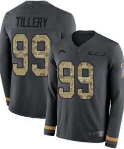 Nike Los Angeles Chargers #99 Jerry Tillery Anthracite Salute to Service Men's Stitched NFL Limited Therma Long Sleeve Jersey Men's
