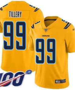 Nike Los Angeles Chargers #99 Jerry Tillery Gold Men's Stitched NFL Limited Inverted Legend 100th Season Jersey Men's