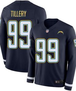 Nike Los Angeles Chargers #99 Jerry Tillery Navy Blue Team Color Men's Stitched NFL Limited Therma Long Sleeve Jersey Men's
