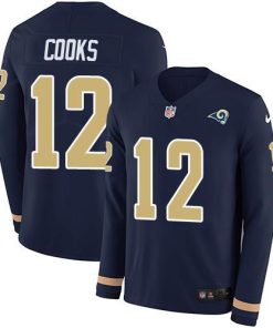 Nike Los Angeles Rams #12 Brandin Cooks Navy Blue Team Color Men's Stitched NFL Limited Therma Long Sleeve Jersey Men's