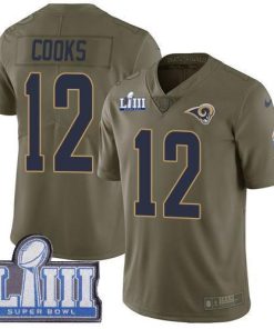 Nike Los Angeles Rams #12 Brandin Cooks Olive Super Bowl LIII Bound Men's Stitched NFL Limited 2017 Salute To Service Jersey Men's