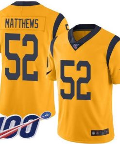 Nike Los Angeles Rams #52 Clay Matthews Gold Men's Stitched NFL Limited Rush 100th Season Jersey Men's
