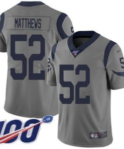 Nike Los Angeles Rams #52 Clay Matthews Gray Men's Stitched NFL Limited Inverted Legend 100th Season Jersey Men's
