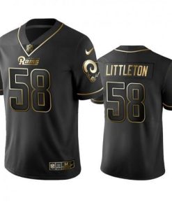 Nike Los Angeles Rams #58 Cory Littleton Black Golden Limited Edition Stitched NFL Jersey Men's
