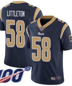 Nike Los Angeles Rams #58 Cory Littleton Navy Blue Team Color Men's Stitched NFL 100th Season Vapor Limited Jersey Men's