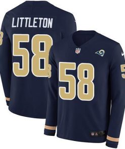 Nike Los Angeles Rams #58 Cory Littleton Navy Blue Team Color Men's Stitched NFL Limited Therma Long Sleeve Jersey Men's