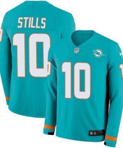Nike Miami Dolphins #10 Kenny Stills Aqua Green Team Color Men's Stitched NFL Limited Therma Long Sleeve Jersey Men's