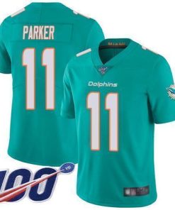 Nike Miami Dolphins #11 DeVante Parker Aqua Green Team Color Men's Stitched NFL 100th Season Vapor Limited Jersey Men's