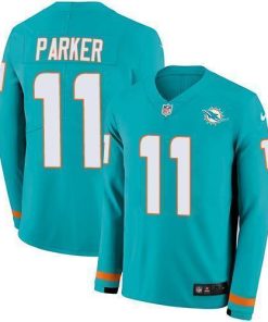 Nike Miami Dolphins #11 DeVante Parker Aqua Green Team Color Men's Stitched NFL Limited Therma Long Sleeve Jersey Men's