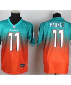 Nike Miami Dolphins #11 DeVante Parker Aqua Green/Orange Men's Stitched NFL Elite Fadeaway Fashion Jersey Men's